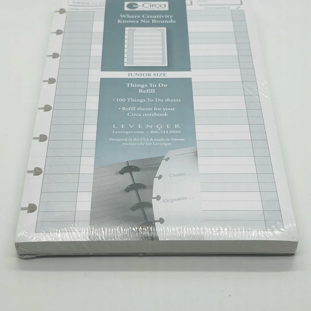 NWT Levenger Circa 100 To-Do Refill Sheets Junior Size 5.5” x 8.5”